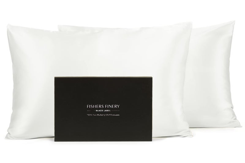 Fishers Finery 30mm 100% Pure Mulberry Silk Pillowcase Set, Quality Tested (White, Standard, 2 Pack) - Image 1